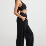 Petite High-Waist Straight-Leg Joggers in Black - Image 3