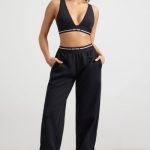 Petite High-Waist Straight-Leg Joggers in Black - Image 8
