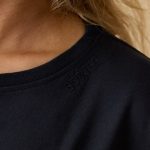 Oversized Long Sleeve Crop Top in Black - Image 4