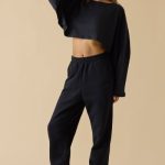 Oversized Long Sleeve Crop Top in Black - Image 7