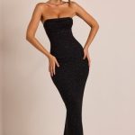 Embellished Bandeau Cowl Neck Maxi Dress in Black - Image 5