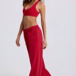 Mid-Rise Wide-Leg Joggers in Hot Red - Image 3