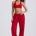 Mid-Rise Wide-Leg Joggers in Hot Red - Image 10