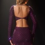 Embellished Asymmetric Mid-Rise Mini Skirt in Deep Purple - Image 2