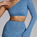 Embellished One Shoulder Top in Smokey Blue - Image 4