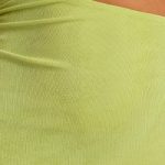 Textured Jersey Asymmetric Cut Out Mini Dress in Lime - Image 6