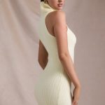 Ribbed-Knit Turtleneck Mini Dress in Butter Yellow - Image 4