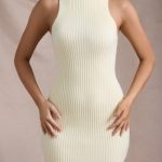 Ribbed-Knit Turtleneck Mini Dress in Butter Yellow - Image 5
