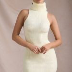 Ribbed-Knit Turtleneck Mini Dress in Butter Yellow - Image 6