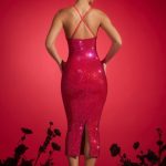 Embellished Plunge Midaxi Dress in Crimson Red - Image 2