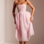 Embellished Corset Tulle Skirt Midi Dress in Blush - Image 6