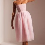 Embellished Corset Tulle Skirt Midi Dress in Blush - Image 7