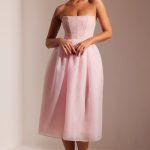 Embellished Corset Tulle Skirt Midi Dress in Blush - Image 9