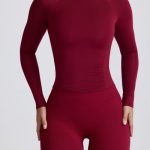 Tencel? Modal Ruched Long-Sleeve Top in Burgundy - Image 5