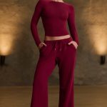 Tencel? Modal Ruched Long-Sleeve Top in Burgundy - Image 6