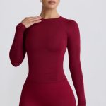 Tencel? Modal Ruched Long-Sleeve Top in Burgundy - Image 7