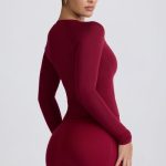Tencel? Modal Ruched Long-Sleeve Top in Burgundy - Image 9