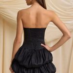 Layered Bubble Hem Corset Mini Dress in Black - Image 3