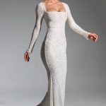 Embellished Fishtail Maxi Dress in White - Image 5
