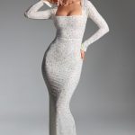 Embellished Fishtail Maxi Dress in White - Image 6