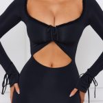 Ruffle-Trim Cut-Out Maxi Dress in Black - Image 4