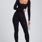 Modal Tall Scoop-Neck Cross-Back Jumpsuit in Black