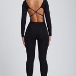 Modal Tall Scoop-Neck Cross-Back Jumpsuit in Black - Image 2