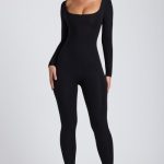 Modal Tall Scoop-Neck Cross-Back Jumpsuit in Black - Image 4