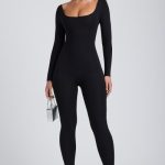 Modal Tall Scoop-Neck Cross-Back Jumpsuit in Black - Image 6
