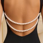 Pearl-Detail Halterneck Maxi Dress in Black - Image 4
