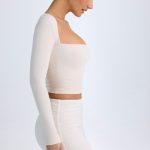 Modal Halterneck Ruched Top in Ivory - Image 3