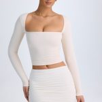 Modal Halterneck Ruched Top in Ivory - Image 6
