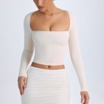 Modal Halterneck Ruched Top in Ivory - Image 7