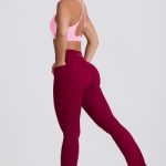 Soft Active Crossover Flared Trousers in Burgundy