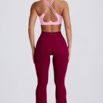 Soft Active Crossover Flared Trousers in Burgundy - Image 2