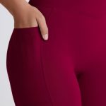 Soft Active Crossover Flared Trousers in Burgundy - Image 4