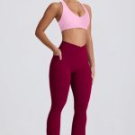 Soft Active Crossover Flared Trousers in Burgundy - Image 6