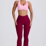 Soft Active Crossover Flared Trousers in Burgundy - Image 7
