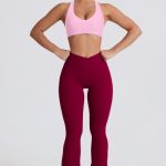 Soft Active Crossover Flared Trousers in Burgundy - Image 9
