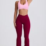 Soft Active Crossover Flared Trousers in Burgundy - Image 10