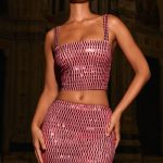 Embellished Square-Neck Top in Watermelon