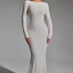 Embellished Open-Back Gown in White - Image 2