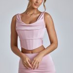 Draped Cowl Corset in Blush