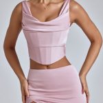 Draped Cowl Corset in Blush - Image 5