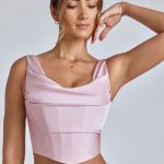 Draped Cowl Corset in Blush - Image 6