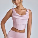 Draped Cowl Corset in Blush - Image 7