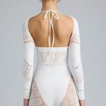 Embellished Cut-Out Unitard in Ivory - Image 2