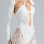 Embellished Cut-Out Unitard in Ivory - Image 4
