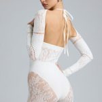 Embellished Cut-Out Unitard in Ivory - Image 5