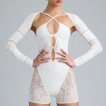 Embellished Cut-Out Unitard in Ivory - Image 6